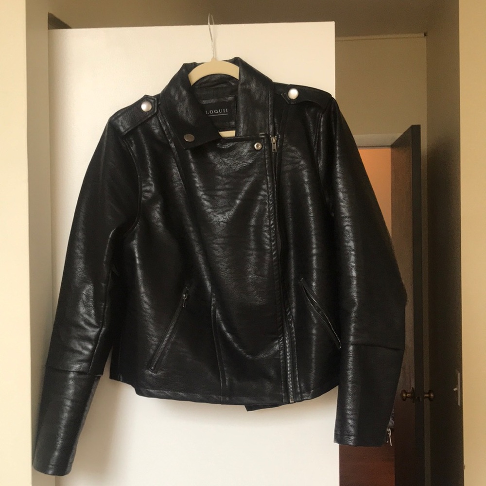 Plus size faux leather jacket